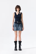 CARGO MINI DENIM SKIRT IN BLUE