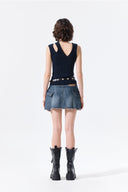 CARGO MINI DENIM SKIRT IN BLUE
