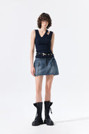 CARGO MINI DENIM SKIRT IN BLUE