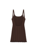 OPEN BACK RIBBED KNIT DRESS IN BROWN