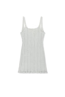 OPEN BACK RIBBED KNIT DRESS IN LIGHT GRAY