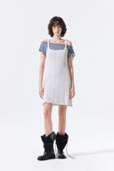 OPEN BACK RIBBED KNIT DRESS IN LIGHT GRAY