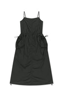 STRAP DETAIL SLEEVELESS UTILITY DRESS IN CHARCOAL GREY