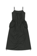 STRAP DETAIL SLEEVELESS UTILITY DRESS IN CHARCOAL GREY