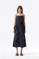 STRAP DETAIL SLEEVELESS UTILITY DRESS IN CHARCOAL GREY