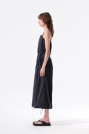 STRAP DETAIL SLEEVELESS UTILITY DRESS IN CHARCOAL GREY