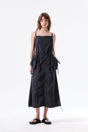 STRAP DETAIL SLEEVELESS UTILITY DRESS IN CHARCOAL GREY