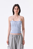 STRIPE KNIT TUBE TOP IN LIGHT BLUE