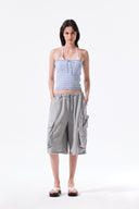 STRIPE KNIT TUBE TOP IN LIGHT BLUE