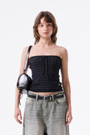 STRIPE KNIT TUBE TOP IN NAVY