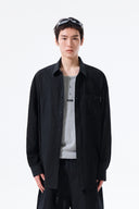 MIXED PANEL OVER FIT SHIRT IN BLACK