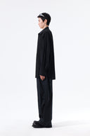MIXED PANEL OVER FIT SHIRT IN BLACK