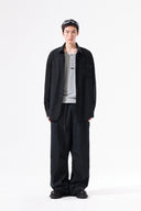 MIXED PANEL OVER FIT SHIRT IN BLACK