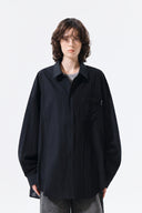 MIXED PANEL OVER FIT SHIRT IN BLACK