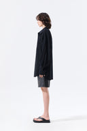 MIXED PANEL OVER FIT SHIRT IN BLACK