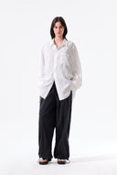 MIXED PANEL OVER FIT SHIRT IN WHITE