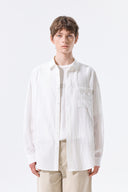 MIXED PANEL OVER FIT SHIRT IN WHITE