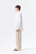 MIXED PANEL OVER FIT SHIRT IN WHITE