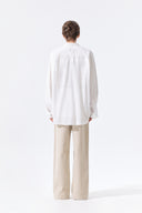 MIXED PANEL OVER FIT SHIRT IN WHITE