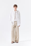 MIXED PANEL OVER FIT SHIRT IN WHITE