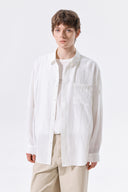 MIXED PANEL OVER FIT SHIRT IN WHITE