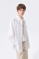 MIXED PANEL OVER FIT SHIRT IN WHITE