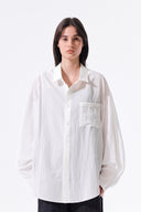 MIXED PANEL OVER FIT SHIRT IN WHITE