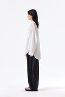 MIXED PANEL OVER FIT SHIRT IN WHITE