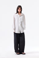 MIXED PANEL OVER FIT SHIRT IN WHITE