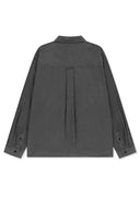 WASHED COTTON DRAWSTRING SHIRT IN CHARCOAL GREY