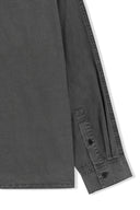 WASHED COTTON DRAWSTRING SHIRT IN CHARCOAL GREY
