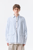 WASHED COTTON DRAWSTRING SHIRT IN SKY BLUE