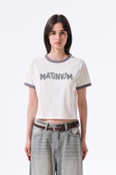 MATIN LOGO RINGER CROP TOP IN CREAM