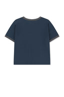 MATIN LOGO RINGER CROP TOP IN NAVY