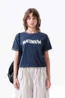 MATIN LOGO RINGER CROP TOP IN NAVY