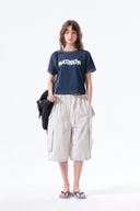 MATIN LOGO RINGER CROP TOP IN NAVY