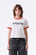 MATIN LOGO RINGER CROP TOP IN WHITE
