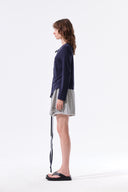 ASYMMETRIC BUTTON CLOSURE TOP IN NAVY