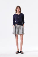 ASYMMETRIC BUTTON CLOSURE TOP IN NAVY