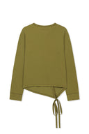 ASYMMETRIC BUTTON CLOSURE TOP IN OLIVE