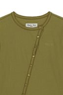 ASYMMETRIC BUTTON CLOSURE TOP IN OLIVE