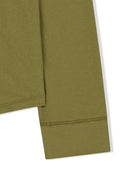 ASYMMETRIC BUTTON CLOSURE TOP IN OLIVE