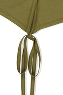 ASYMMETRIC BUTTON CLOSURE TOP IN OLIVE