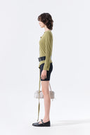 ASYMMETRIC BUTTON CLOSURE TOP IN OLIVE