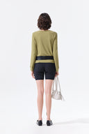 ASYMMETRIC BUTTON CLOSURE TOP IN OLIVE