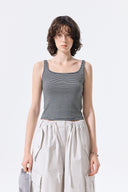 SQUARE NECK CROPPED TANK TOP IN BLACK