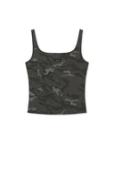 SQUARE NECK CROPPED TANK TOP IN CHARCOAL GREY
