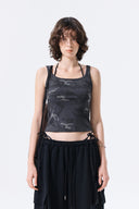 SQUARE NECK CROPPED TANK TOP IN CHARCOAL GREY