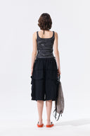 SQUARE NECK CROPPED TANK TOP IN CHARCOAL GREY