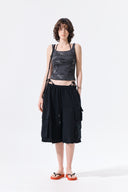 SQUARE NECK CROPPED TANK TOP IN CHARCOAL GREY